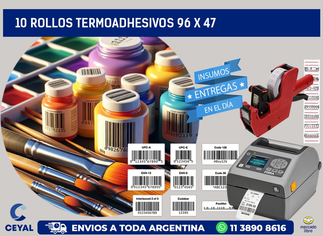 10 ROLLOS TERMOADHESIVOS 96 x 47