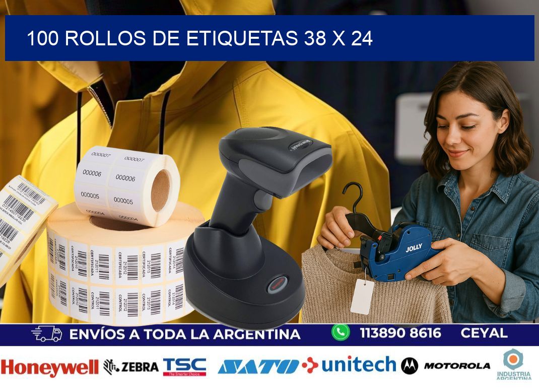 100 ROLLOS DE ETIQUETAS 38 x 24