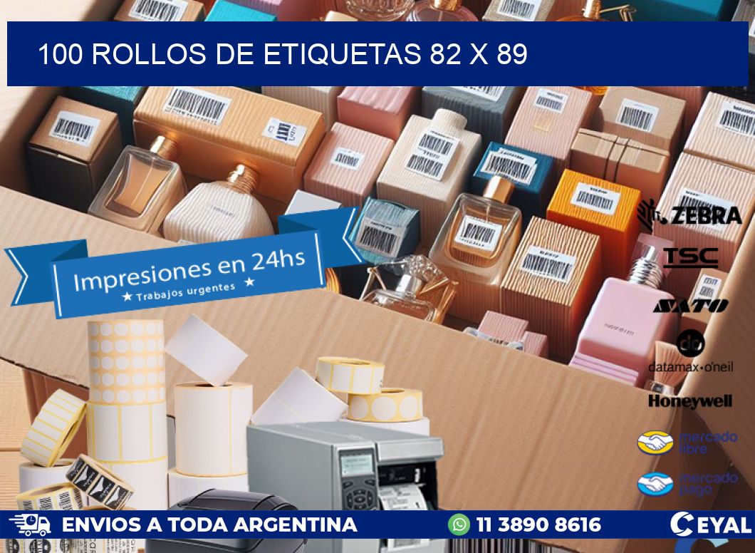 100 ROLLOS DE ETIQUETAS 82 x 89
