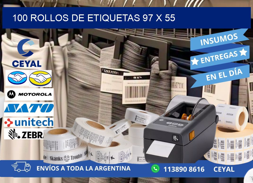 100 ROLLOS DE ETIQUETAS 97 x 55
