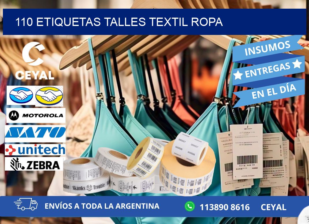 110 ETIQUETAS TALLES TEXTIL ROPA