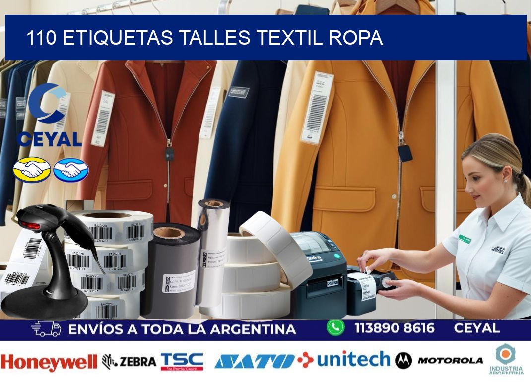 110 ETIQUETAS TALLES TEXTIL ROPA