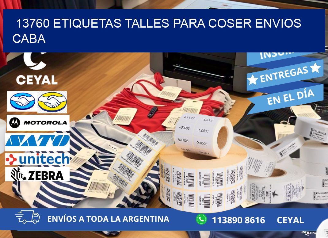13760 ETIQUETAS TALLES PARA COSER ENVIOS CABA