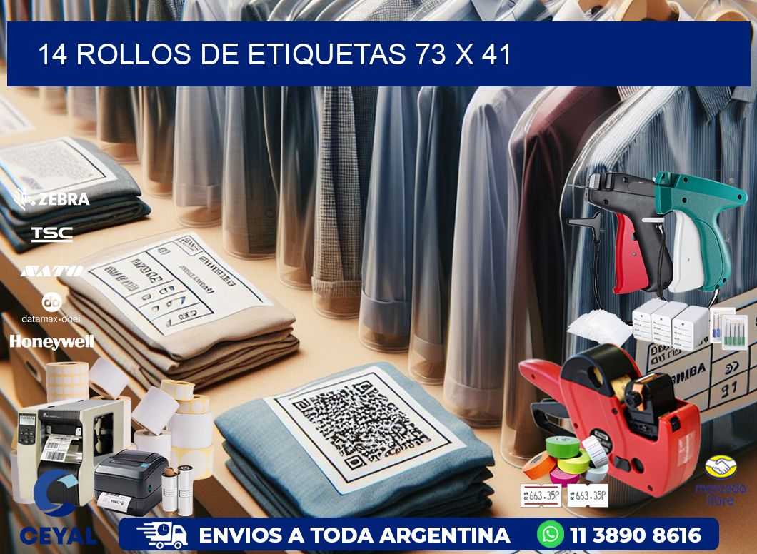 14 ROLLOS DE ETIQUETAS 73 x 41
