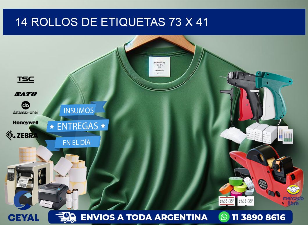 14 ROLLOS DE ETIQUETAS 73 x 41