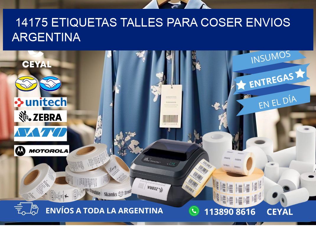 14175 ETIQUETAS TALLES PARA COSER ENVIOS ARGENTINA
