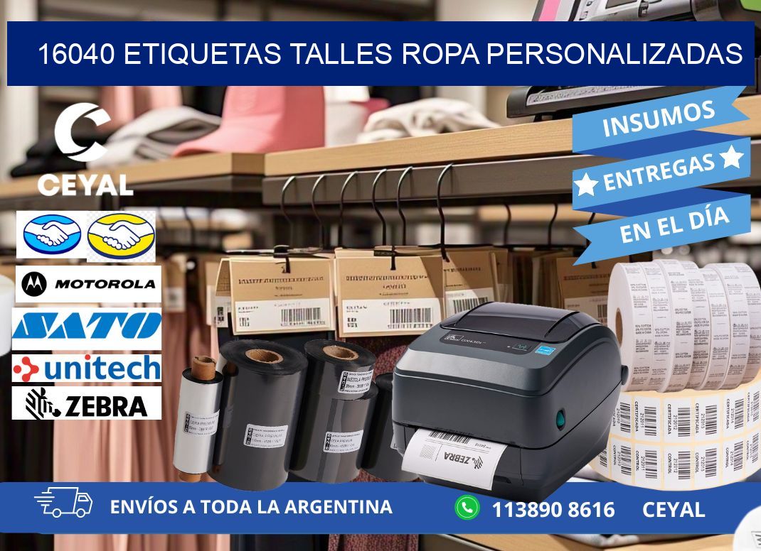 16040 ETIQUETAS TALLES ROPA PERSONALIZADAS