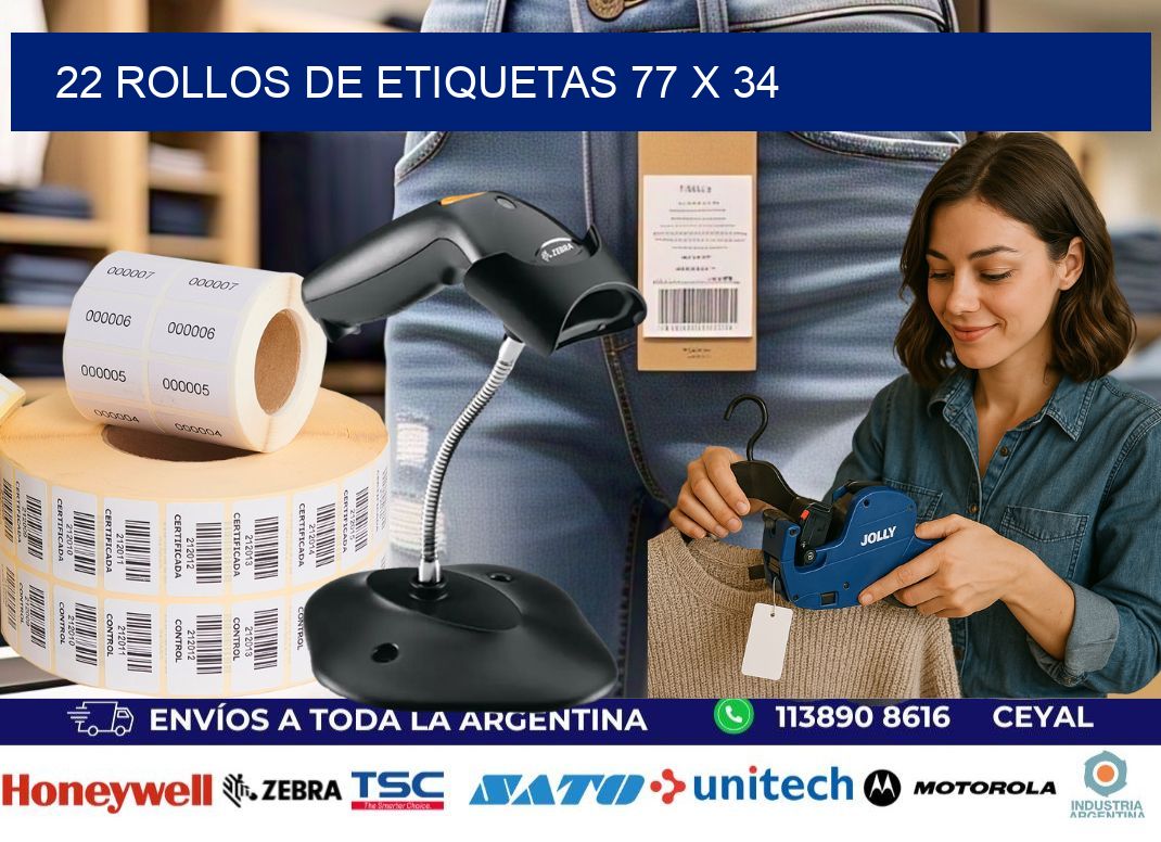 22 ROLLOS DE ETIQUETAS 77 x 34