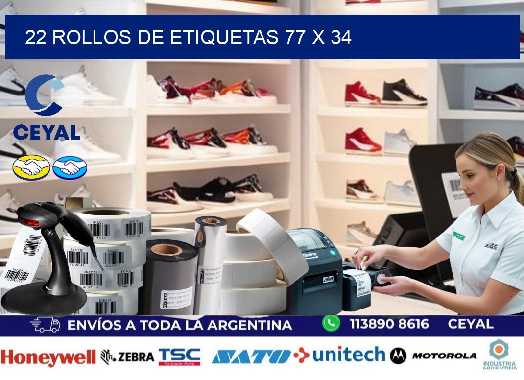 22 ROLLOS DE ETIQUETAS 77 x 34