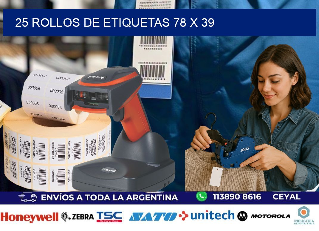 25 ROLLOS DE ETIQUETAS 78 x 39