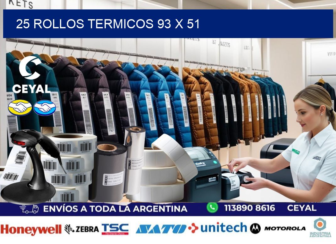 25 ROLLOS TERMICOS 93 x 51