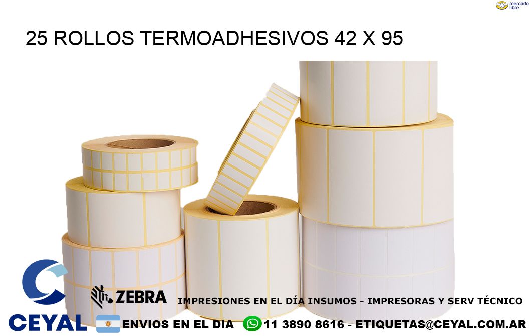 25 ROLLOS TERMOADHESIVOS 42 x 95