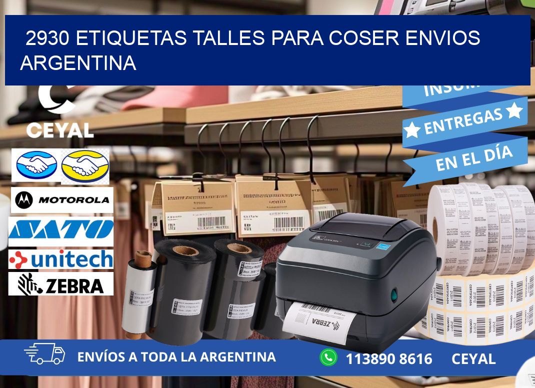 2930 ETIQUETAS TALLES PARA COSER ENVIOS ARGENTINA