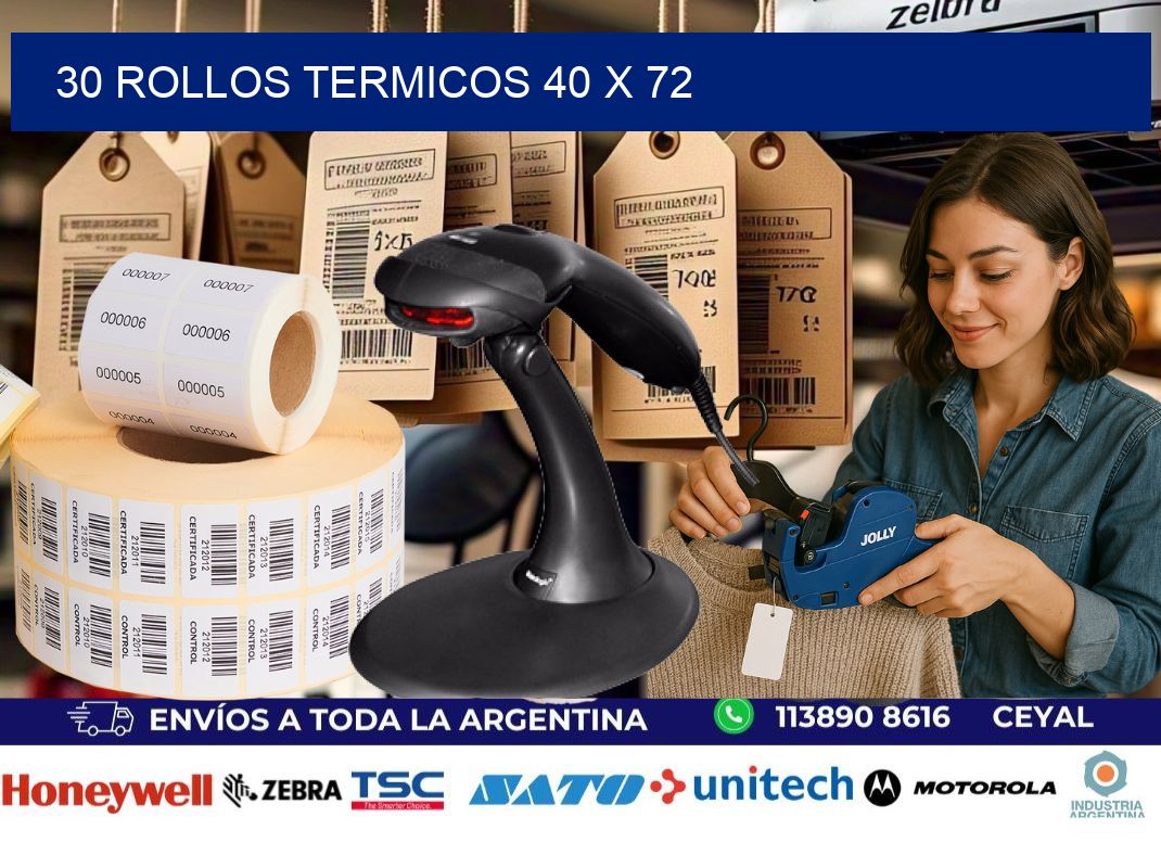 30 ROLLOS TERMICOS 40 x 72