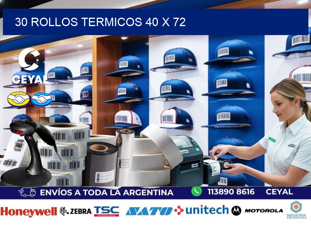 30 ROLLOS TERMICOS 40 x 72