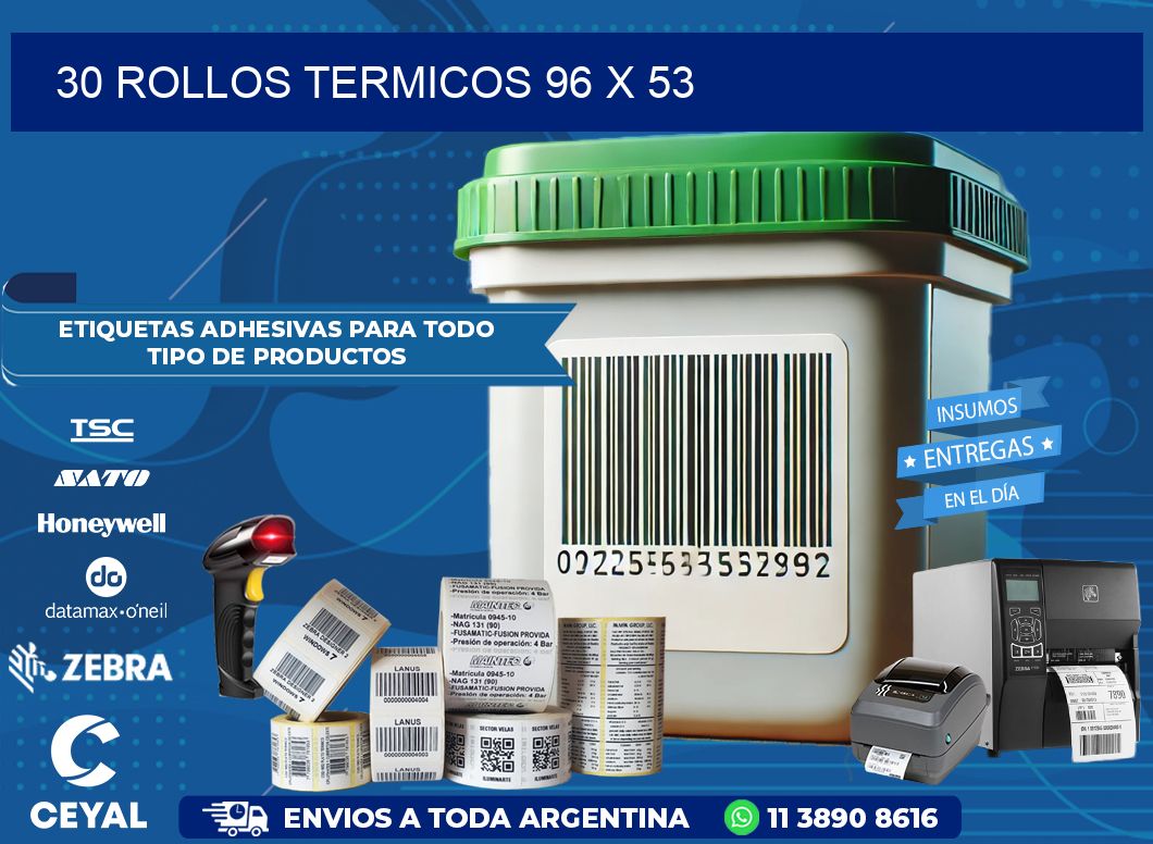 30 ROLLOS TERMICOS 96 x 53