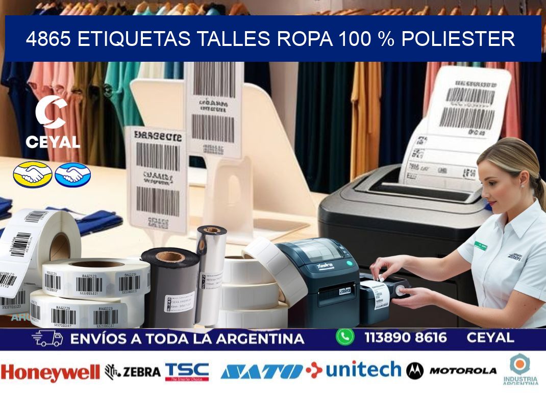 4865 ETIQUETAS TALLES ROPA 100 % POLIESTER