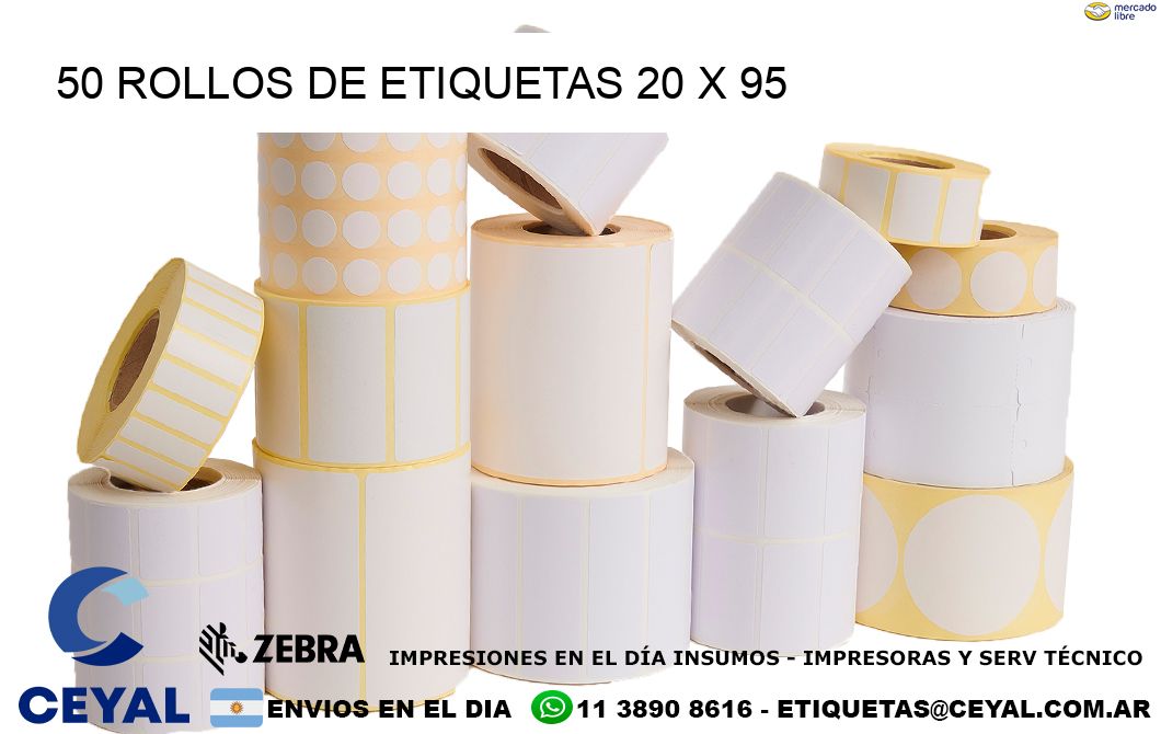 50 ROLLOS DE ETIQUETAS 20 x 95