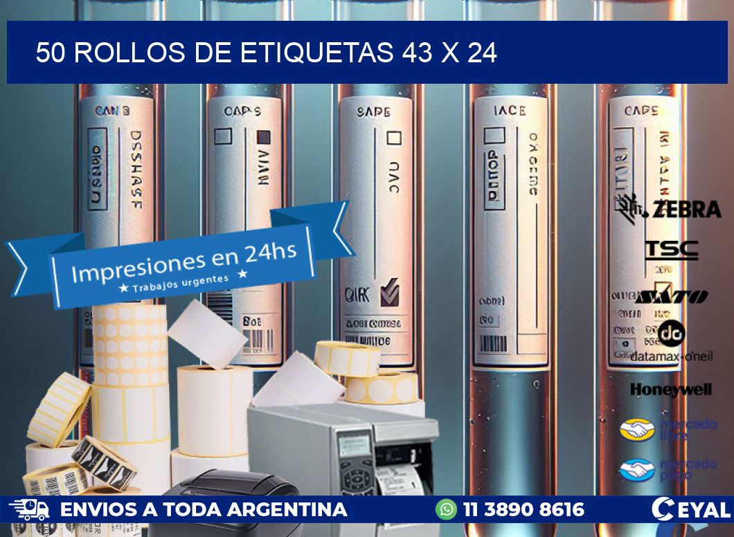 50 ROLLOS DE ETIQUETAS 43 x 24