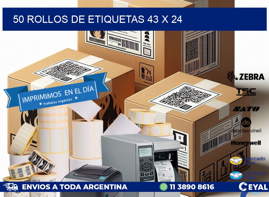 50 ROLLOS DE ETIQUETAS 43 x 24