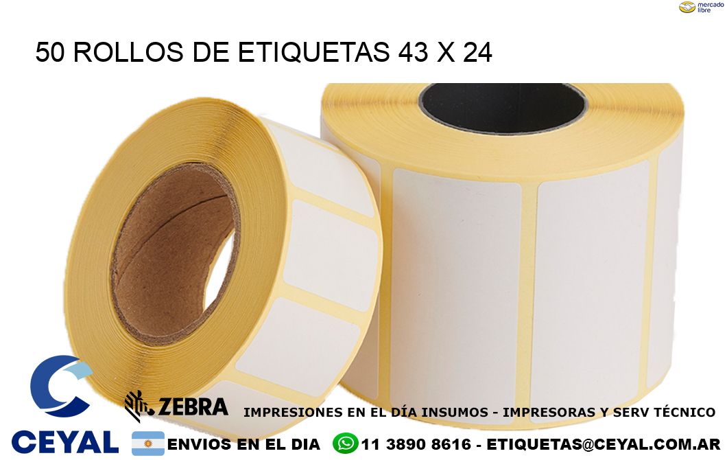 50 ROLLOS DE ETIQUETAS 43 x 24