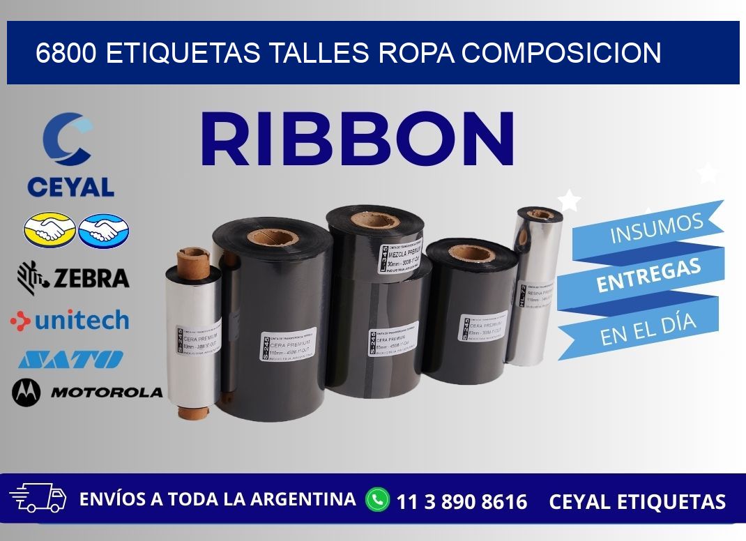 6800 ETIQUETAS TALLES ROPA COMPOSICION