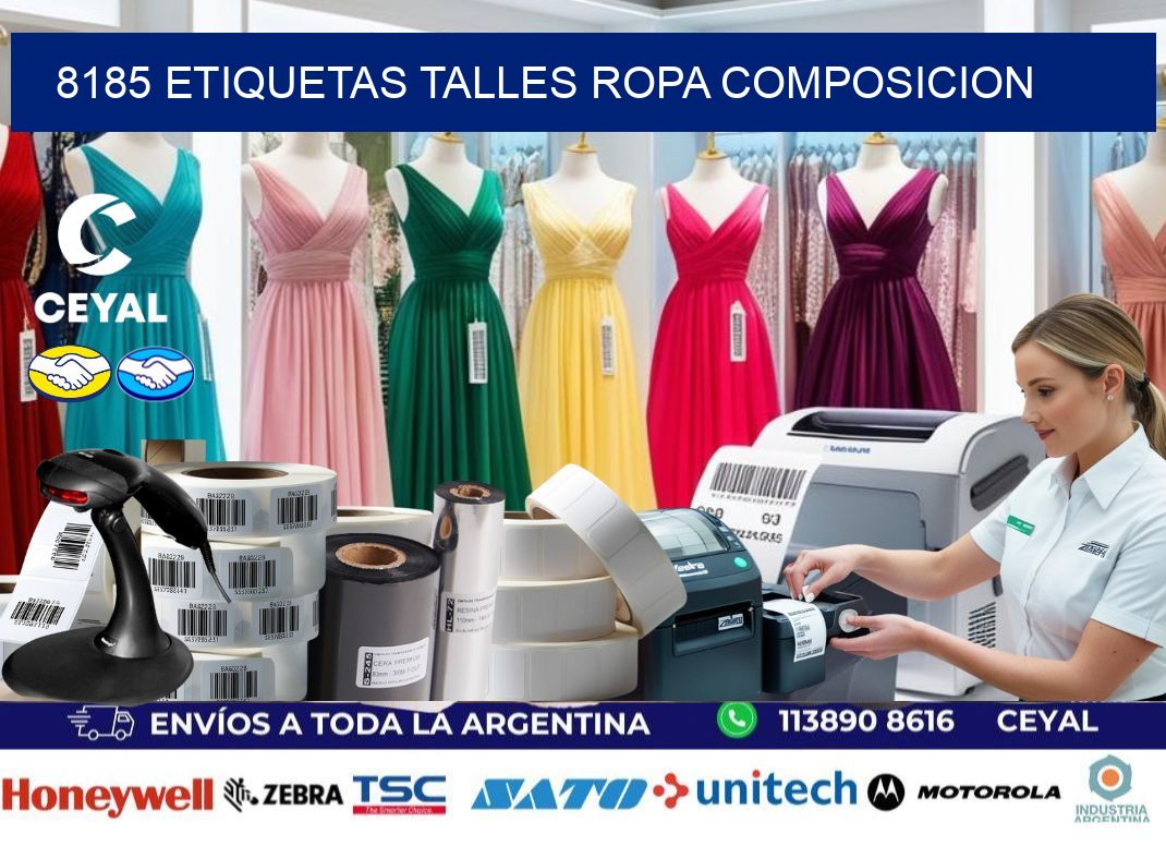 8185 ETIQUETAS TALLES ROPA COMPOSICION