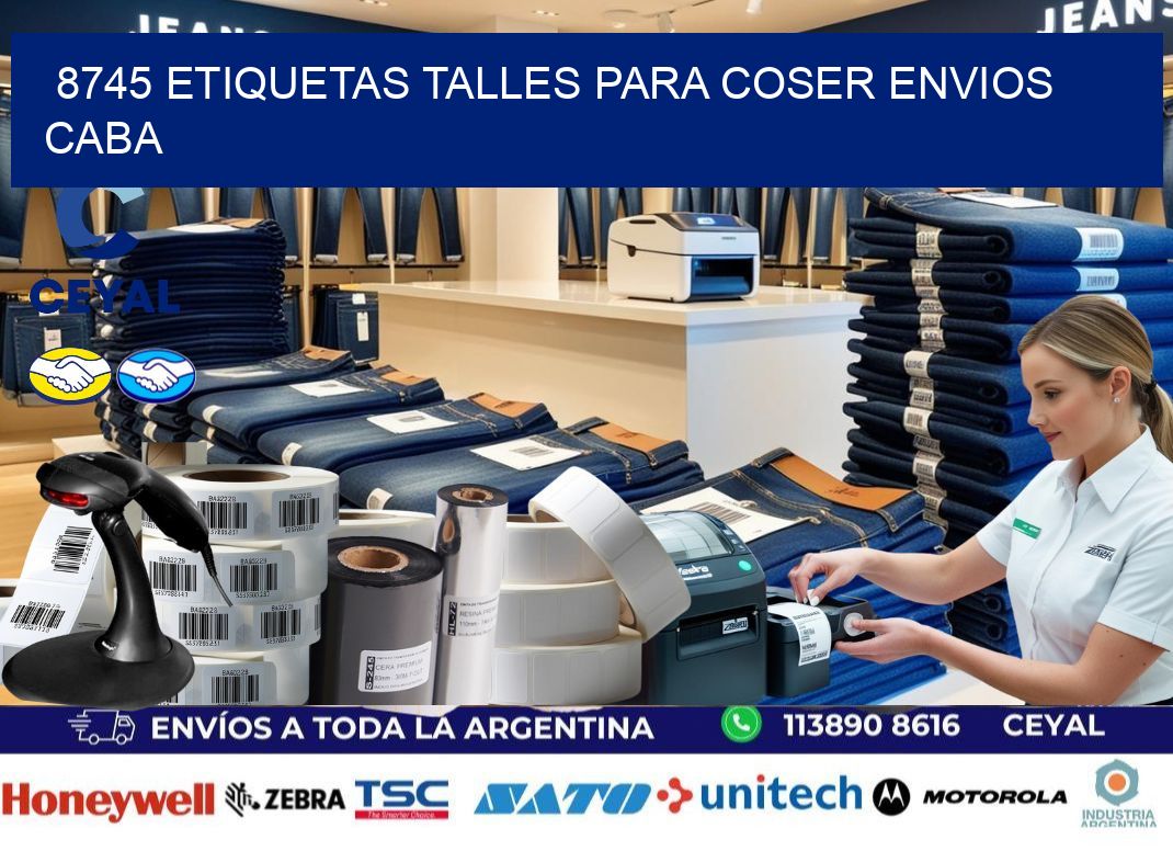 8745 ETIQUETAS TALLES PARA COSER ENVIOS CABA