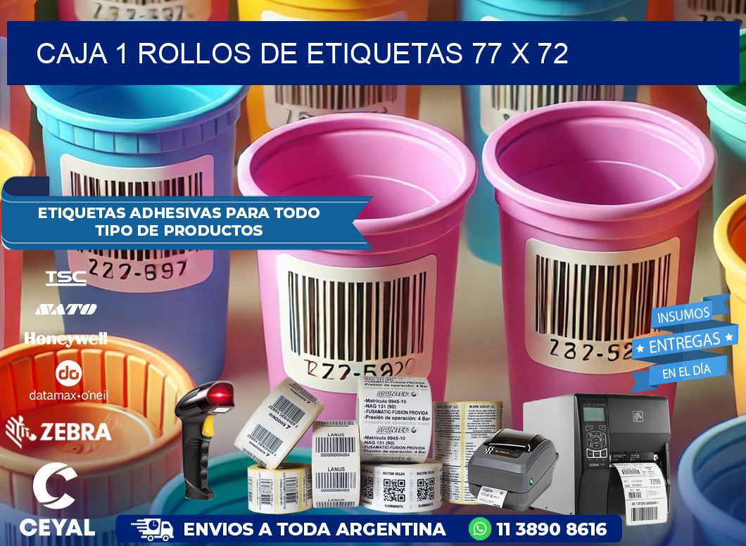 CAJA 1 ROLLOS DE ETIQUETAS 77 x 72