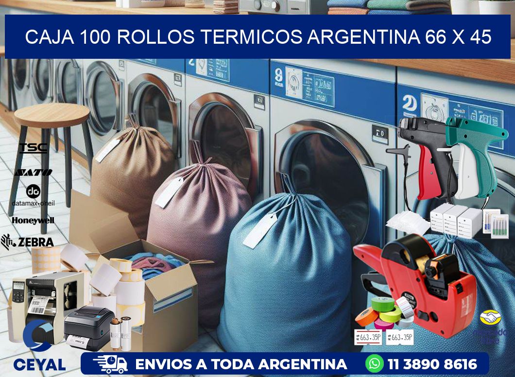 CAJA 100 ROLLOS TERMICOS ARGENTINA 66 x 45
