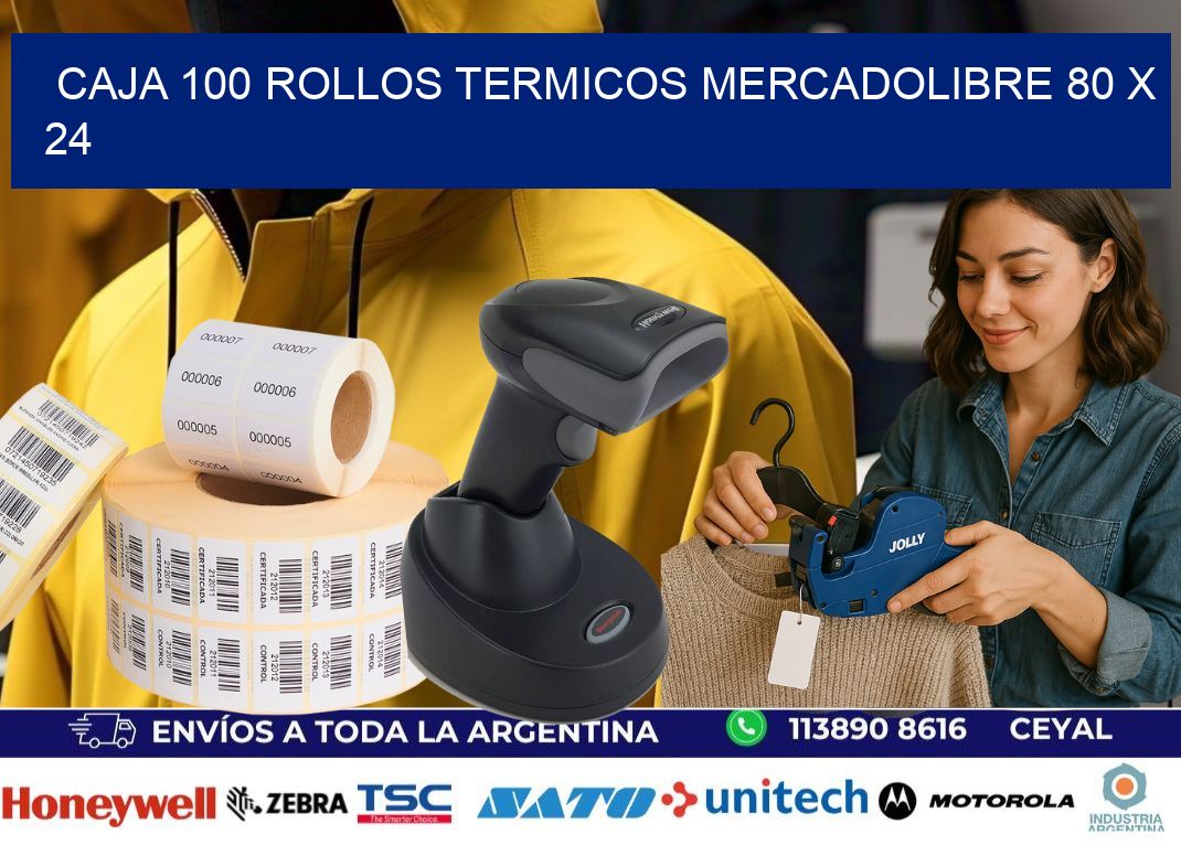 CAJA 100 ROLLOS TERMICOS MERCADOLIBRE 80 x 24