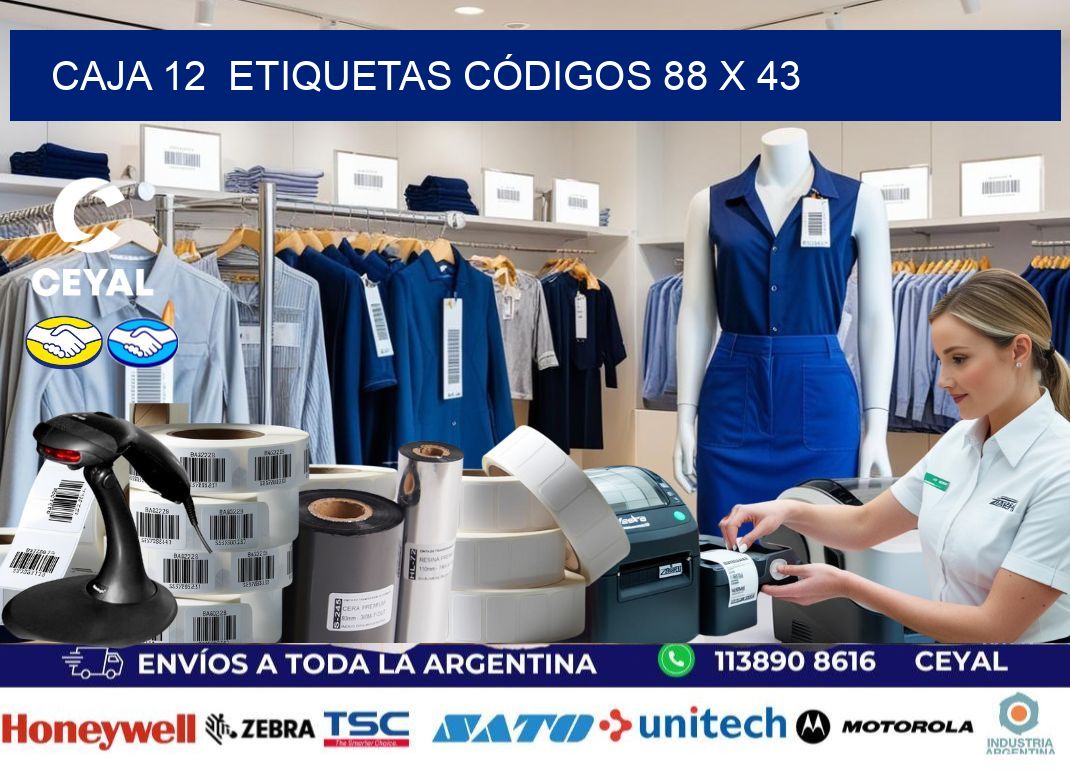 CAJA 12  ETIQUETAS CÓDIGOS 88 x 43