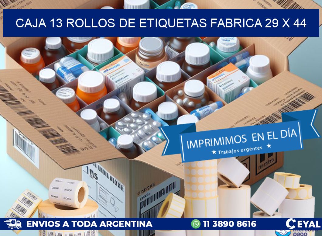 CAJA 13 ROLLOS DE ETIQUETAS FABRICA 29 x 44