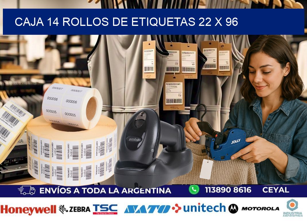 CAJA 14 ROLLOS DE ETIQUETAS 22 x 96
