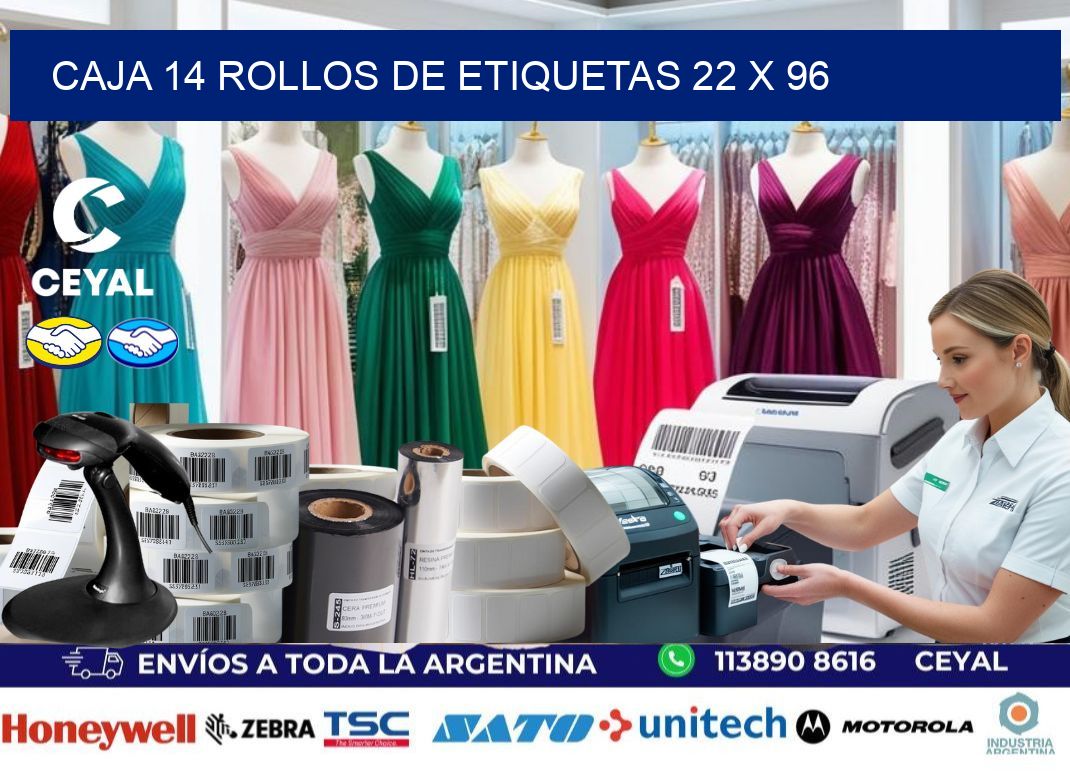 CAJA 14 ROLLOS DE ETIQUETAS 22 x 96