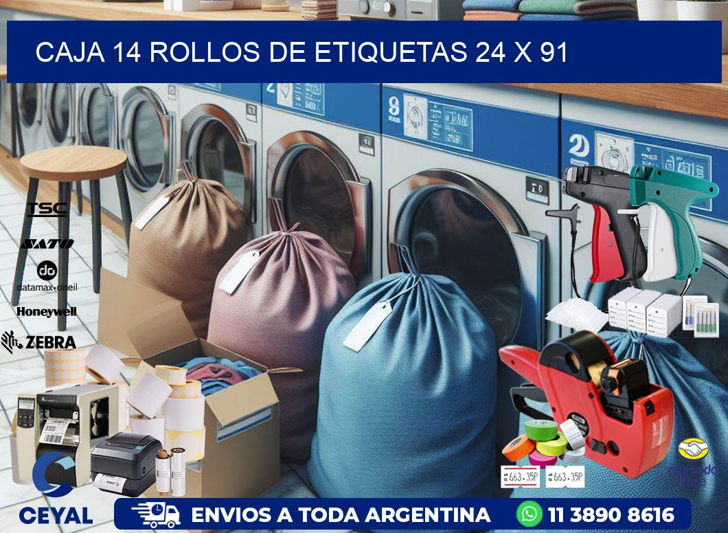 CAJA 14 ROLLOS DE ETIQUETAS 24 x 91