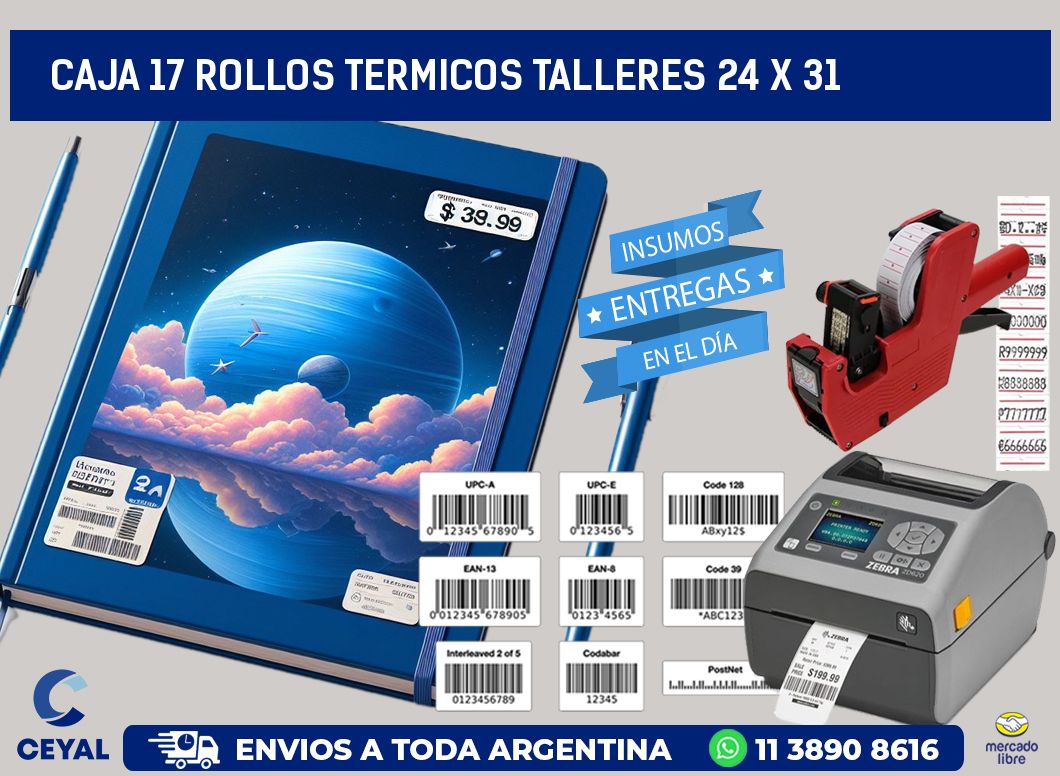 CAJA 17 ROLLOS TERMICOS TALLERES 24 x 31