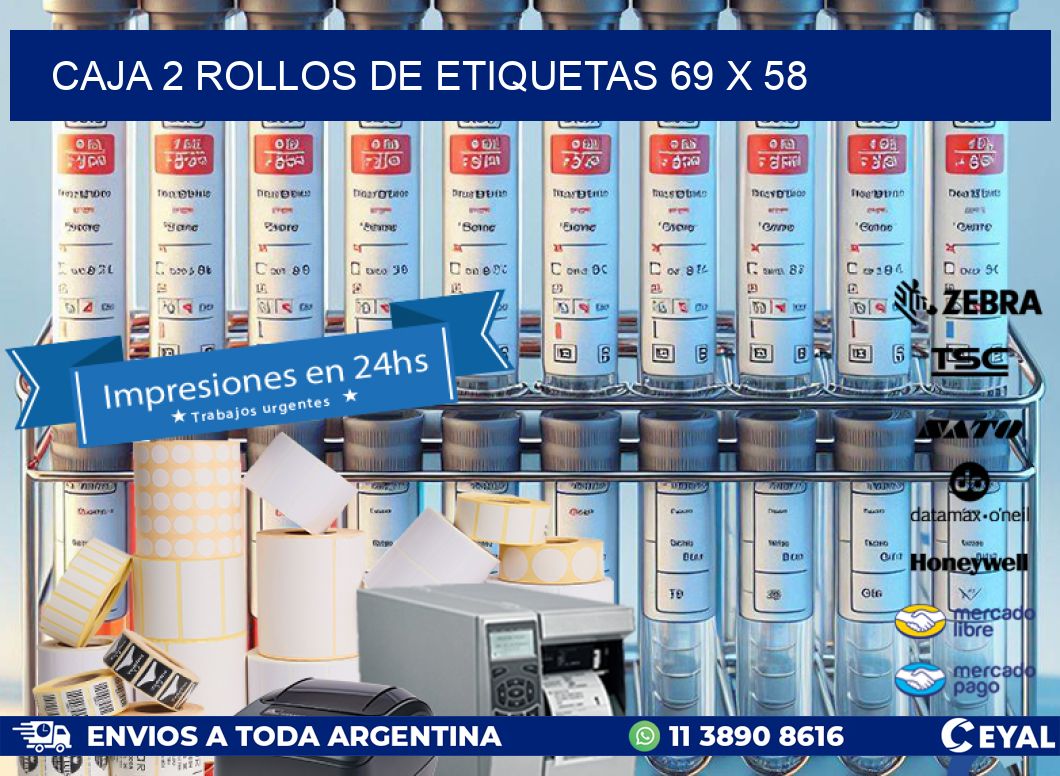 CAJA 2 ROLLOS DE ETIQUETAS 69 x 58