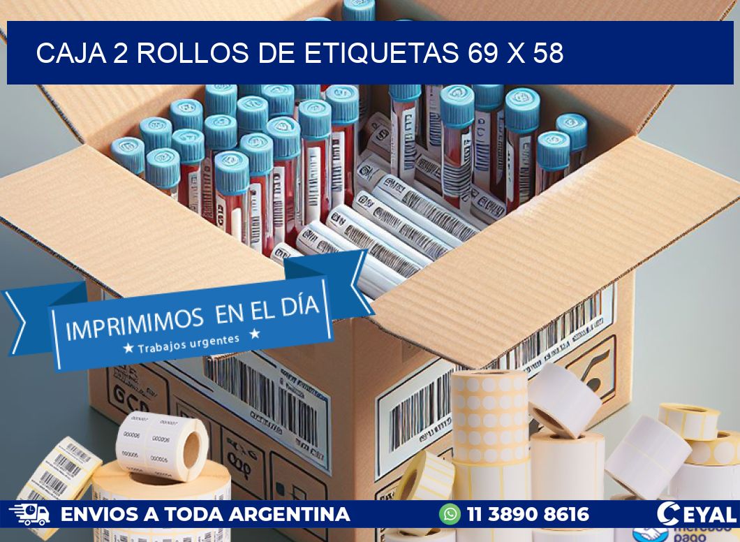 CAJA 2 ROLLOS DE ETIQUETAS 69 x 58