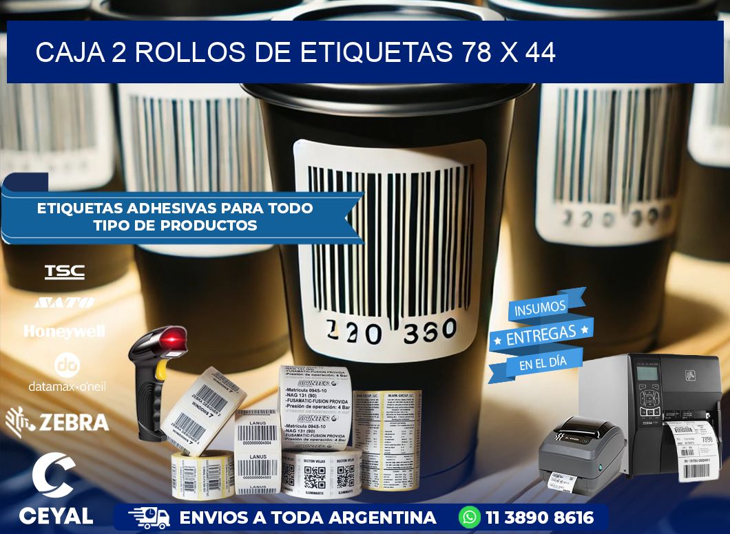 CAJA 2 ROLLOS DE ETIQUETAS 78 x 44