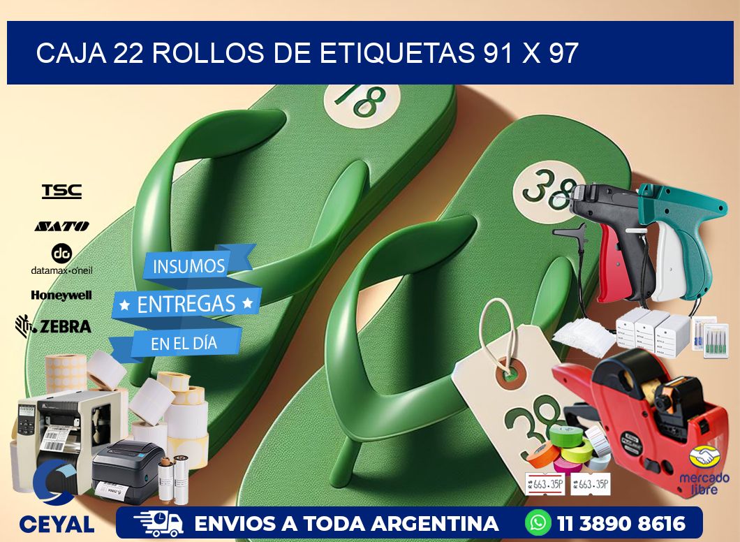 CAJA 22 ROLLOS DE ETIQUETAS 91 x 97