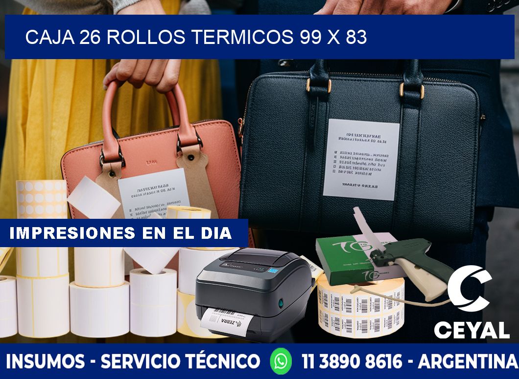 CAJA 26 ROLLOS TERMICOS 99 x 83