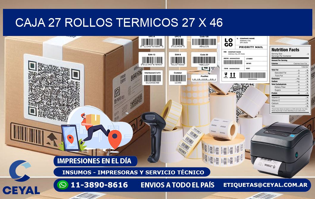 CAJA 27 ROLLOS TERMICOS 27 x 46