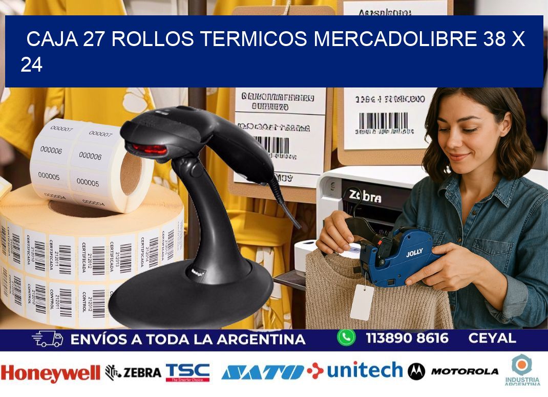 CAJA 27 ROLLOS TERMICOS MERCADOLIBRE 38 x 24
