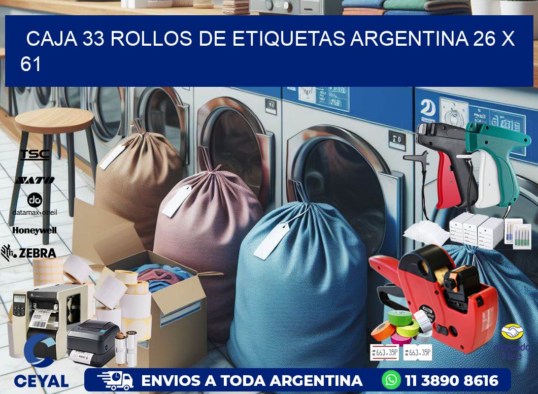CAJA 33 ROLLOS DE ETIQUETAS ARGENTINA 26 x 61