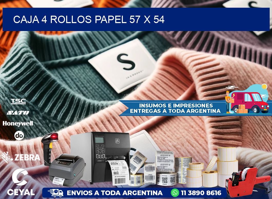 CAJA 4 ROLLOS PAPEL 57 x 54