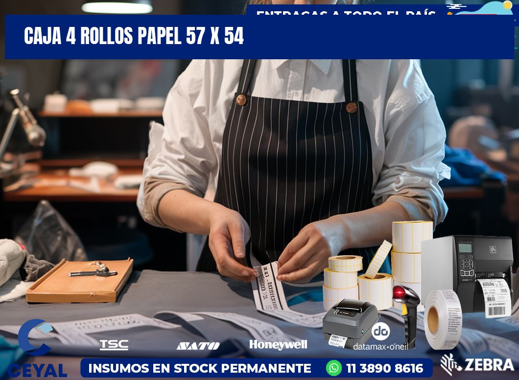 CAJA 4 ROLLOS PAPEL 57 x 54