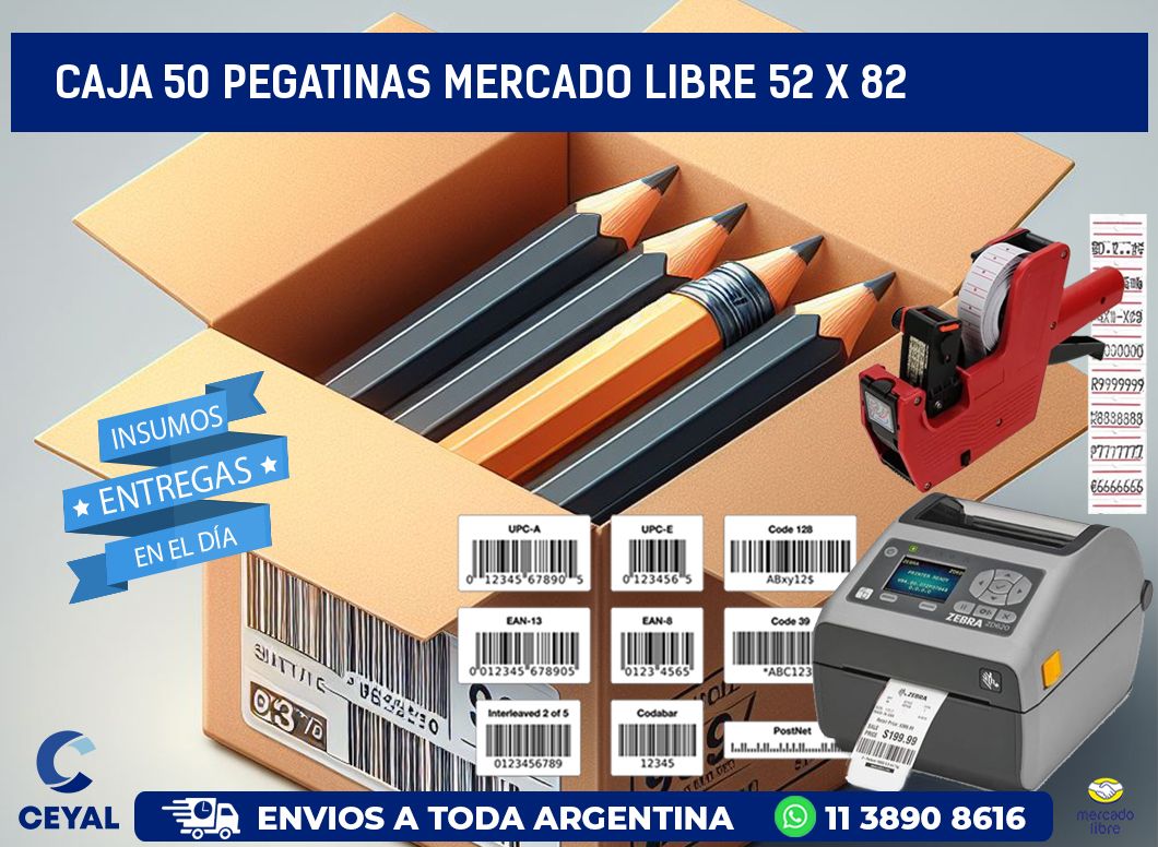 CAJA 50 PEGATINAS MERCADO LIBRE 52 x 82