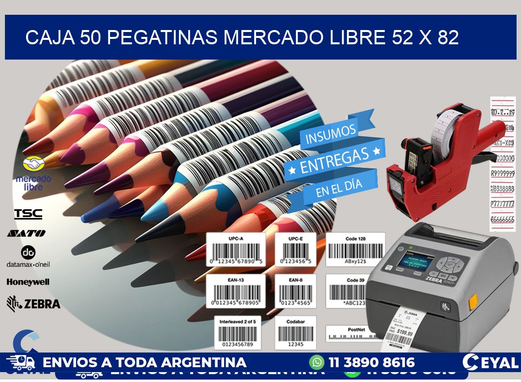CAJA 50 PEGATINAS MERCADO LIBRE 52 x 82