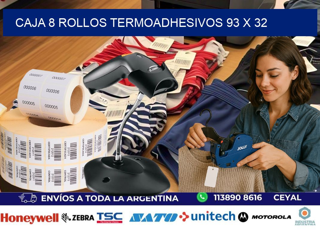 CAJA 8 ROLLOS TERMOADHESIVOS 93 x 32